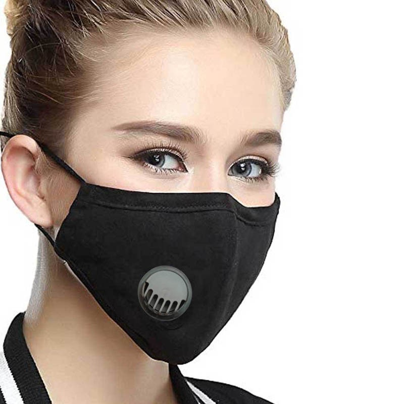 3CFM-PP750  Black 3-Ply Breathable Reusable Face Mask w/ Vent 