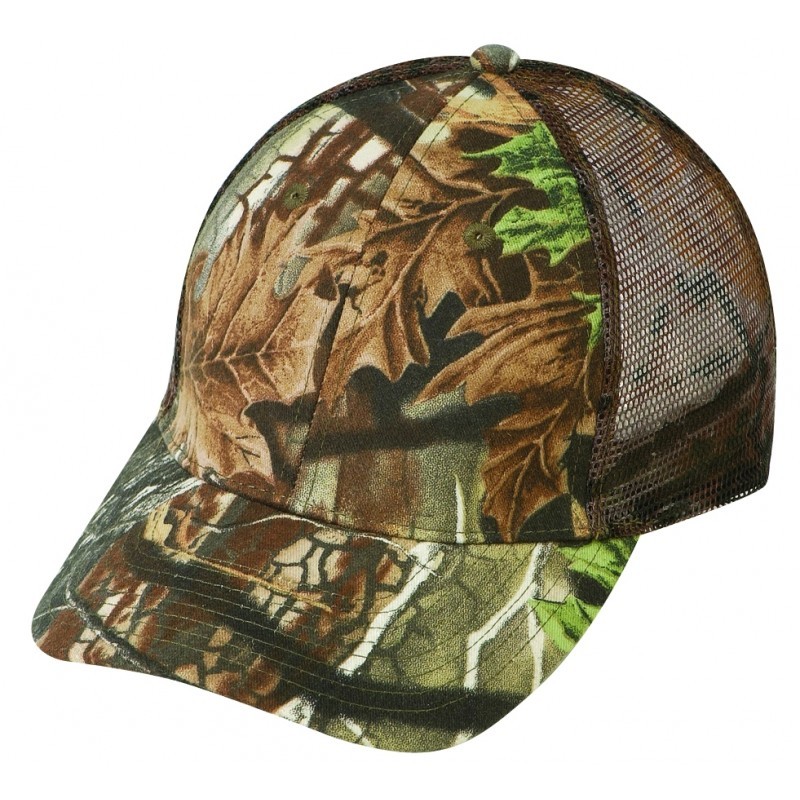 CM27203   Low Crown Constructed 6-Panel Mesh Camo Cap
