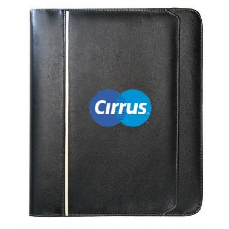PF1076   Leatherette Zippered 3 Ring Binder Padfolio Folder