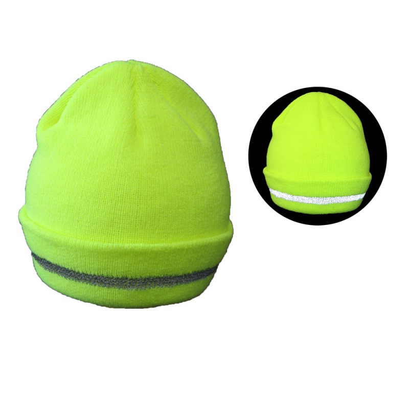 SB1300   12" Folded Safety Beanie with Sewn-In Reflective Threads