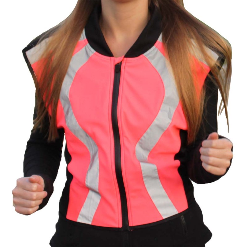 SRBV3600   Outdoor Night-Vision Safety Reflective Body Vest Neon Pink/Black