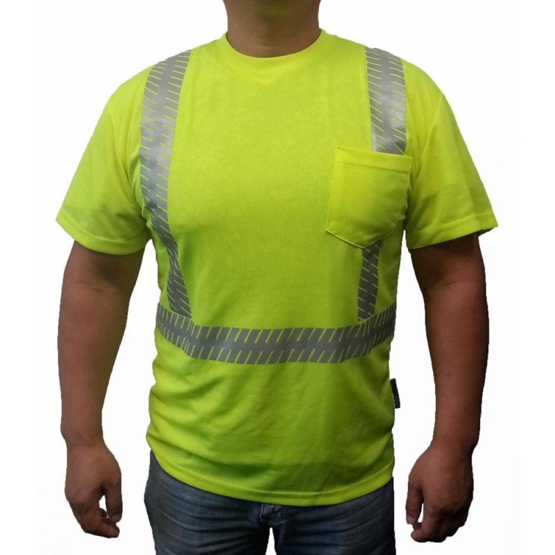ST-SG-1100   Safety T-Shirt with Segmented Reflective Tape Lime Green/ Yellow 