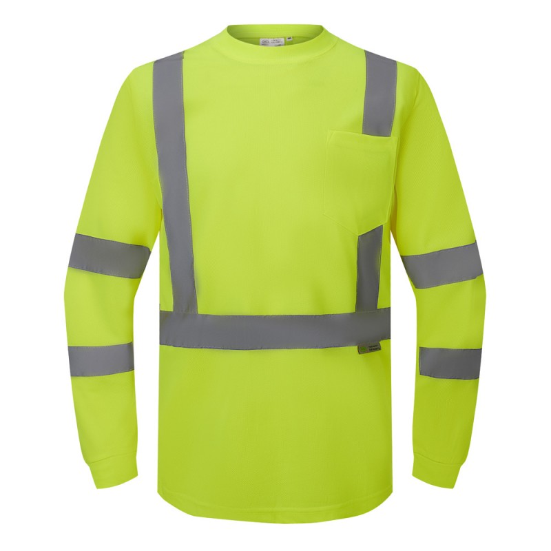 ST3000   Safety T-Shirt, Long Sleeve Lime Green/ Yellow 