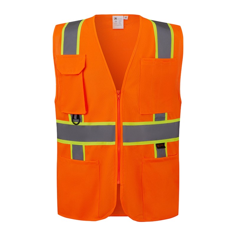 SV2400   ANSI/ISEA 107-2015 Class 2 Compliant Neon Orange with Green Contrast