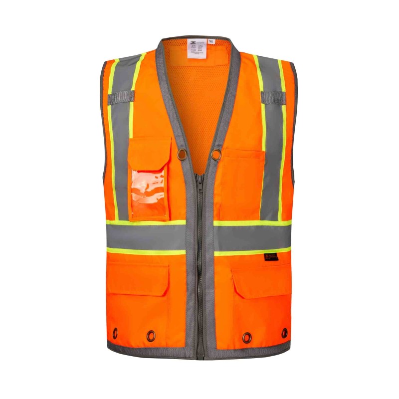SV2800   Deluxe Surveyor's Vest - With IPad Pocket Neon Orange 