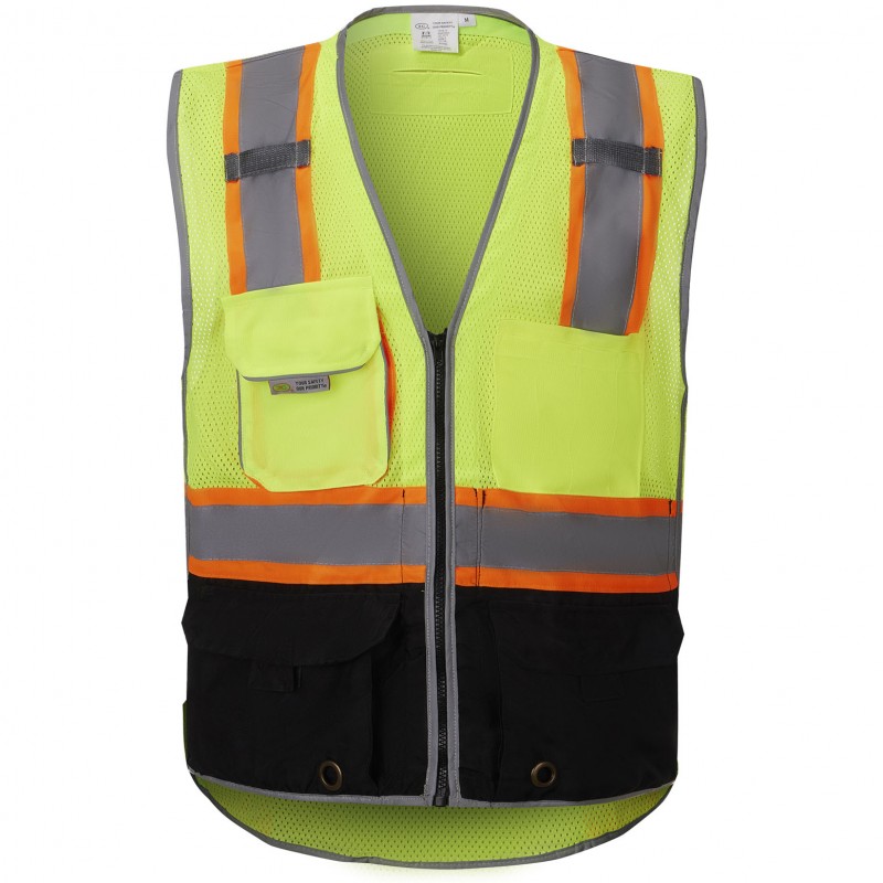 SV3700   Deluxe Black Bottom Vest - With IPad-Pocket, and D-Ring Pass