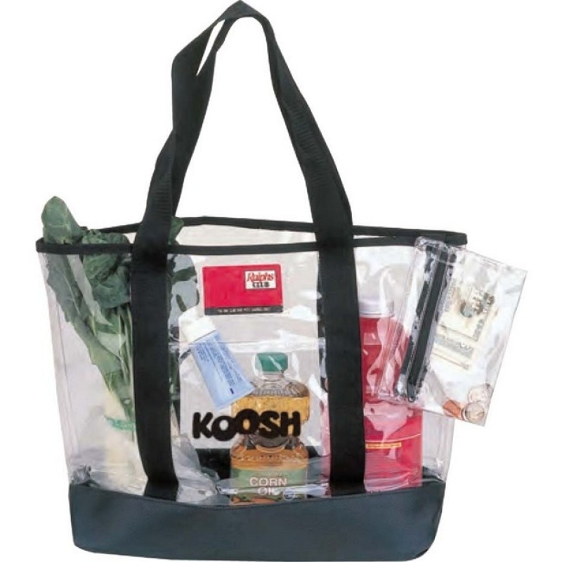 TB139   Clear Vinyl Shopping Tote Bag with Accessory Zippered Pouch
