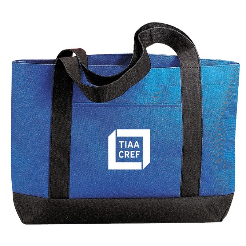 TB3006  POLY TOTE BAG W/GUSSET & FRONT POCKET, 22" HANDLE