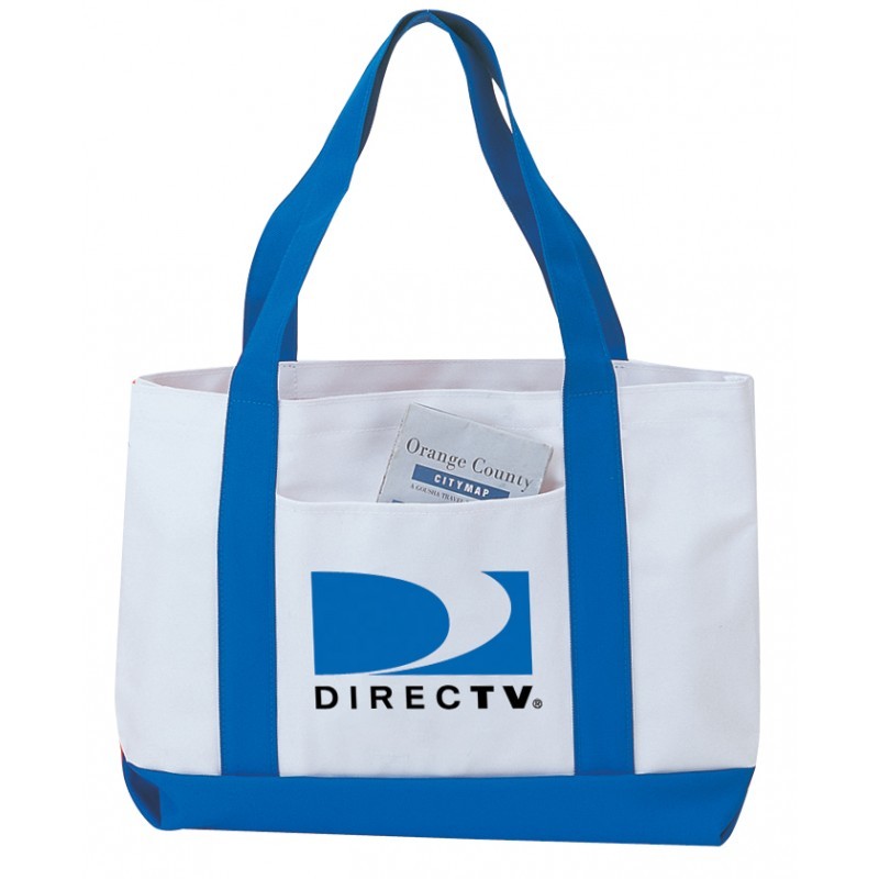 TB3016  POLY TOTE BAG W/GUSSET & FRONT POCKET, 22" HANDLE