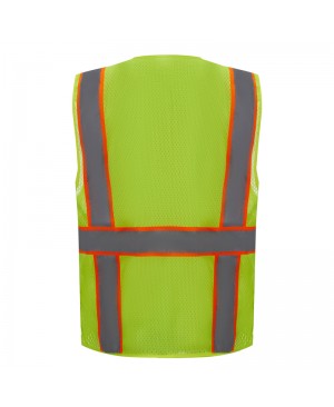 SV2500   ANSI/ISEA Safety Vest Class 2 Compliant Neon Green/Yellow with Orange Contrast