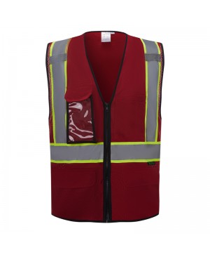 SV2540 Deluxe Red Cool Mesh Safety Vest w/ Clear ID / Cell Phone Pocket - Non-ANSI
