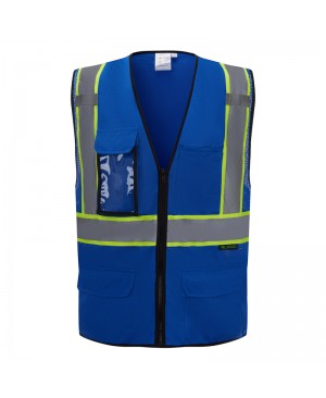 SV2510 Deluxe Royal Blue Cool Mesh Safety Vest w/ Clear ID / Cell Phone Pocket - Non-ANSI