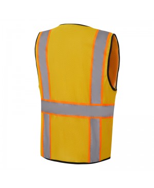 SV2580 Deluxe Goldenrod Cool Mesh Safety Vest w/ Clear ID / Cell Phone Pocket - Non-ANSI