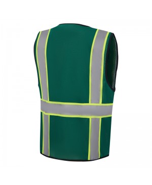 SV2530 Deluxe Green Cool Mesh Safety Vest w/ Clear ID / Cell Phone Pocket - Non-ANSI