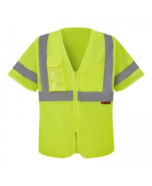 SV5700   ANSI/ISEA Class 3 Safety Vest Meets Class 3 classifications Neon Green/ Yellow 
