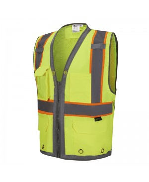 SV2700   Deluxe Surveyor's Vest - With IPad-Pocket Neon Green