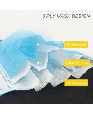 3LFM 50-Piece Premium 3-Layer Soft Earloop Disposable Face Masks