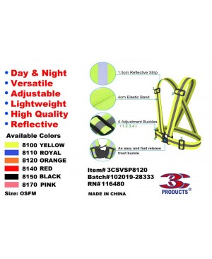 3CSVSP8120 Safety Orange Adjustable Safety Suspenders / Harness 