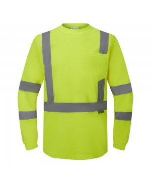 ST3000   Safety T-Shirt, Long Sleeve Lime Green/ Yellow 