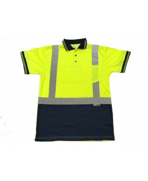 STP2100   Dry-Fast Performance Polo Safety Green/Navy