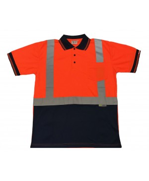 STP2200   Dry-Fast Performance Polo Safety Neon Orange/Navy