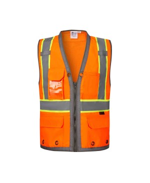 SV2800   Deluxe Surveyor's Vest - With IPad Pocket Neon Orange 