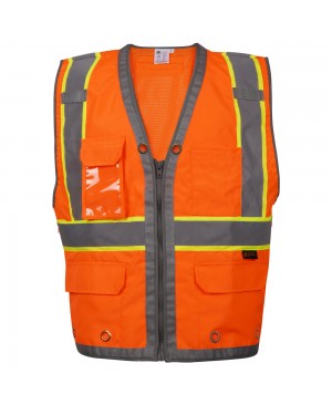 SV2800   Deluxe Surveyor's Vest - With IPad Pocket Neon Orange 