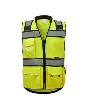 SV3500 - Premium ANSI Class 2 Surveyor's Vest w/ Padded Collar, Tablet Pocket & Can Holder