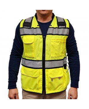 SV3500 - Premium ANSI Class 2 Surveyor's Vest w/ Padded Collar, Tablet Pocket & Can Holder