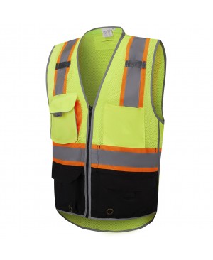 SV3700   Deluxe Black Bottom Vest - With IPad-Pocket, and D-Ring Pass