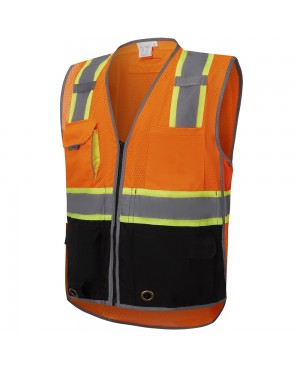 SV3800   Deluxe Black Bottom Vest - With IPad-Pocket and D-Ring Pass