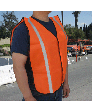 SV9600   Poly Tricot Solid Mesh Safety Vest with 1" Wide Grey Reflective