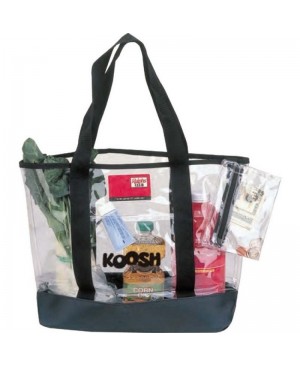 TB139   Clear Vinyl Shopping Tote Bag with Accessory Zippered Pouch