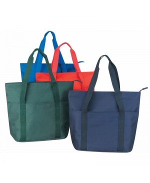 TB163 Large 600D Polyester Tote Bag w/ Zipper Closure and Pockets