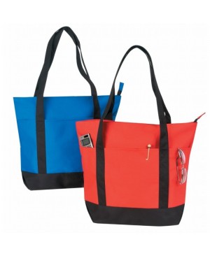 TB182   Large Poly Zipper Tote with Pockets