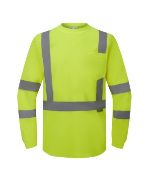 ST3000   Safety T-Shirt, Long Sleeve Lime Green/ Yellow 