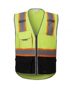 SV3700   Deluxe Black Bottom Vest - With IPad-Pocket, and D-Ring Pass